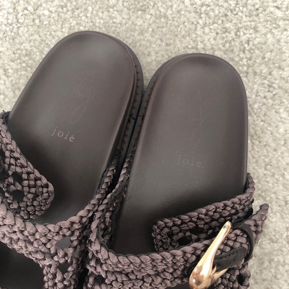 Joie Brown Waffle Woven Sandal With Gold Buckle Size 8.5 - Picture 3 of 7